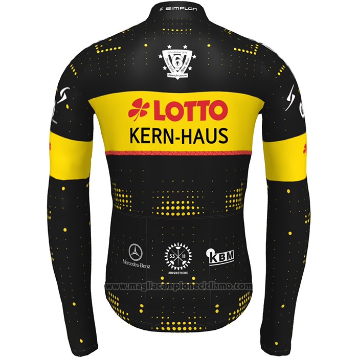 2022 Abbigliamento Ciclismo Lotto Soudal Giallo Nero Manica Lunga e Salopette